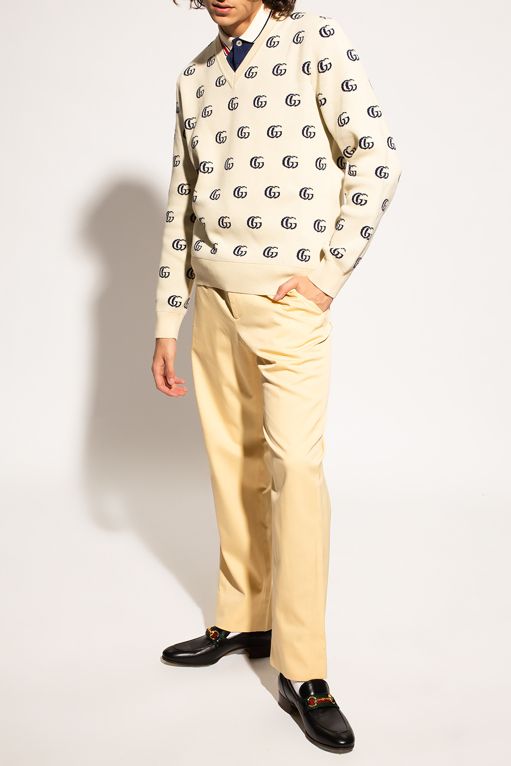 GUCCI    ジージーパターン Children's cotton dress with Horsebit in white | GUCCI® US
